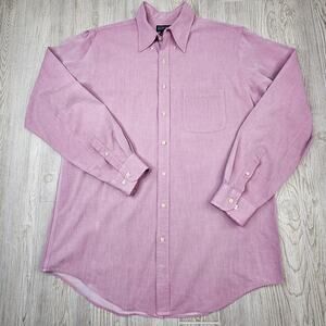 Lands End Shirt Mens Large Tall Pink Button Down‎ Long Sleeve Pocket Hong Kong